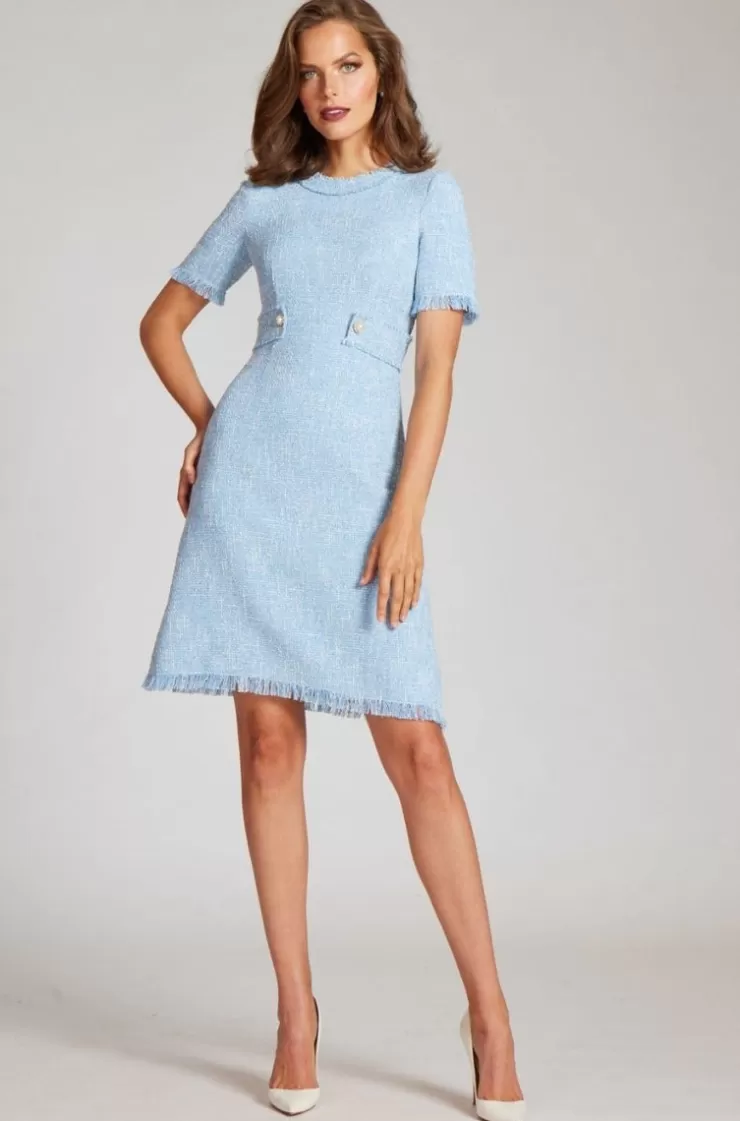 Teri Jon Boucle Tweed Short Sleeve Day Time Dress