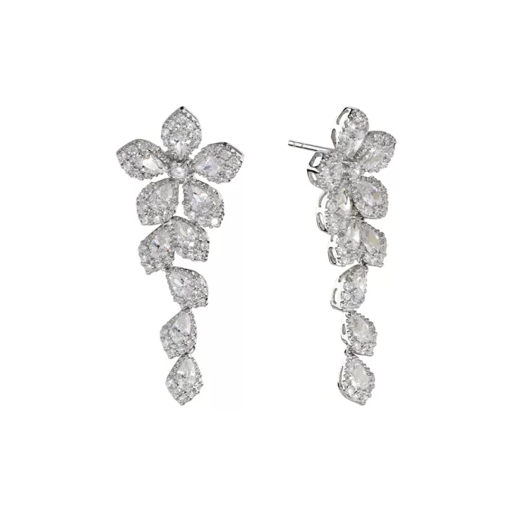 Teri Jon Cluster Linear Drop Earrings