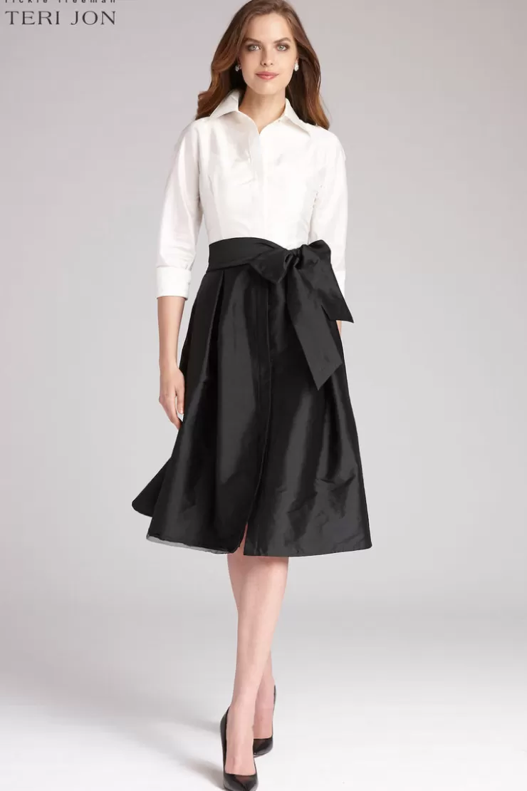 Teri Jon Color Block Taffeta Shirtdress