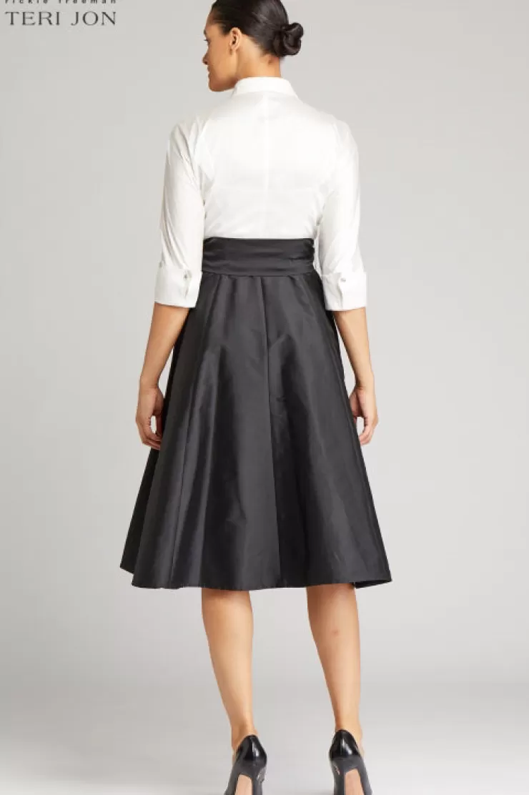 Teri Jon Color Block Taffeta Shirtdress