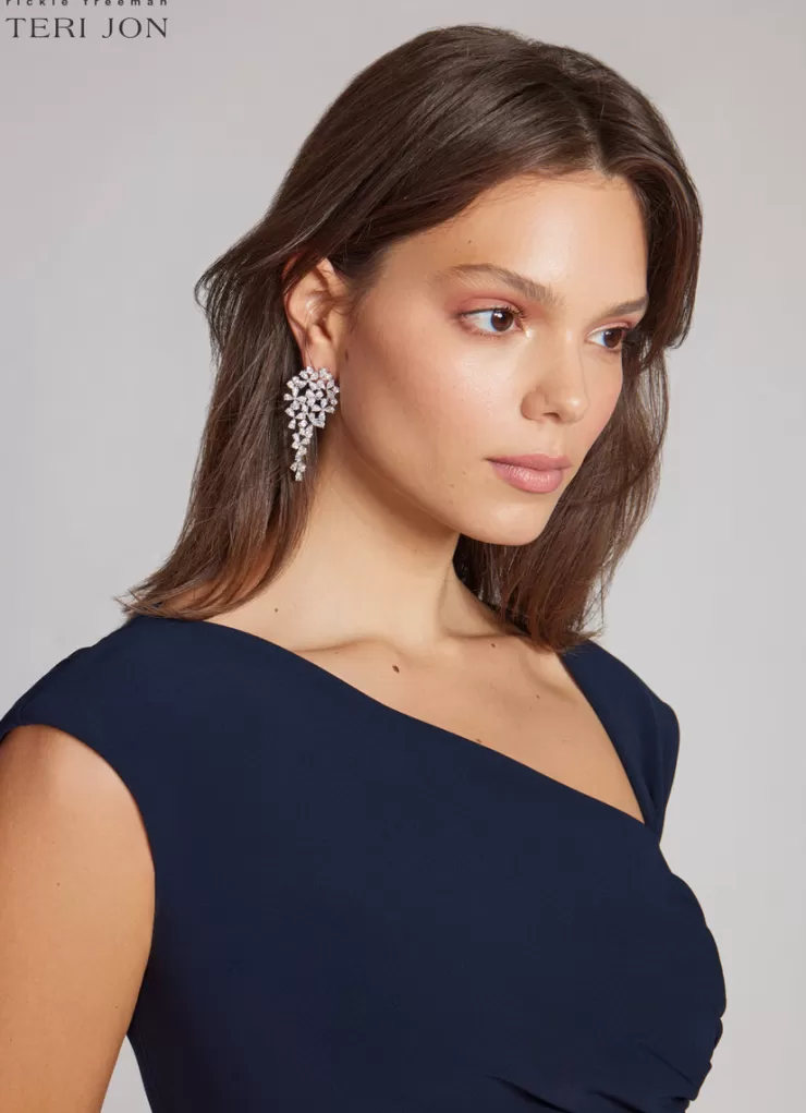 Teri Jon Crystal Cluster Drop Earrings