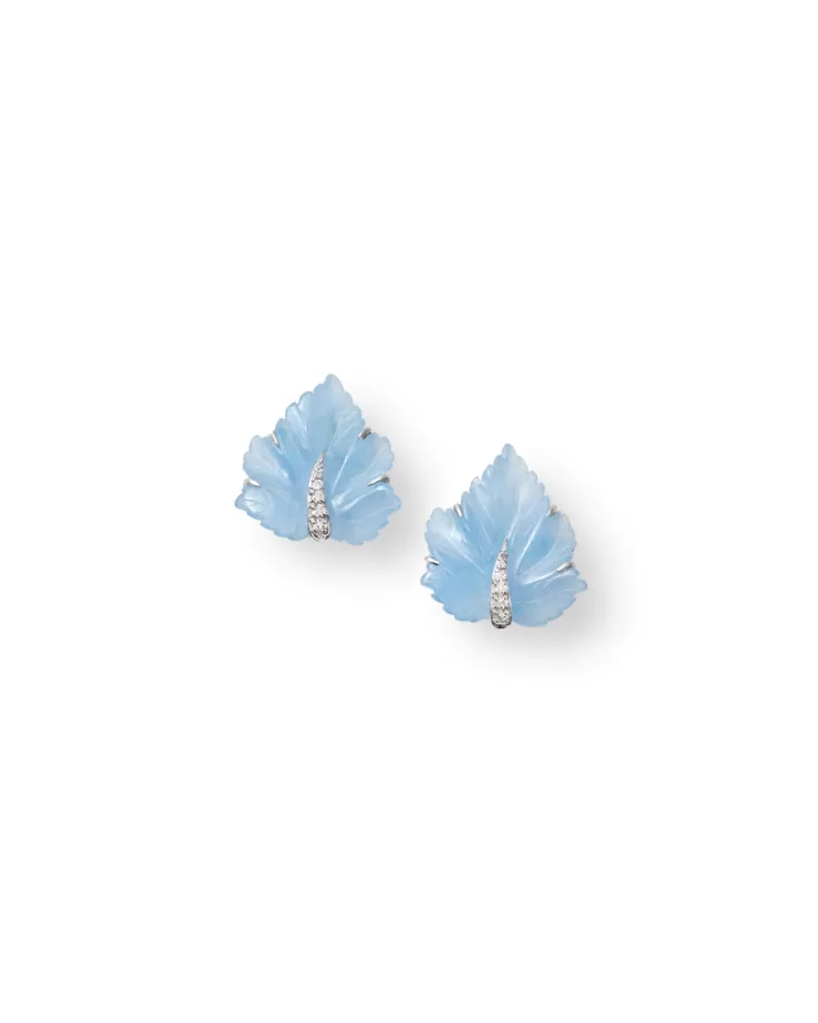 Teri Jon Crystal Leaf Earrings