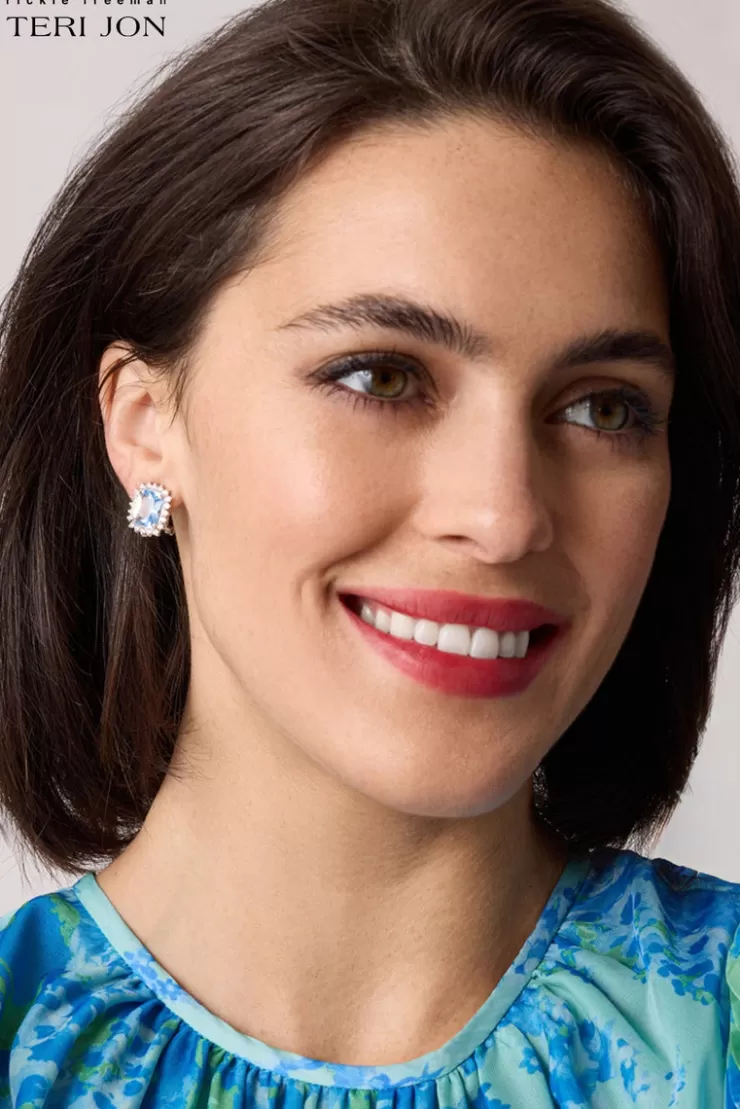 Teri Jon Cushion-Cut Stone and Crystal Earrings