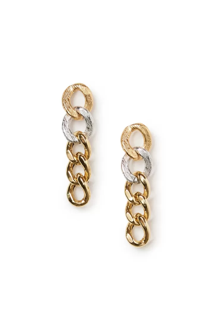 Teri Jon Dual-Tone Curb Link Pendant Earrings