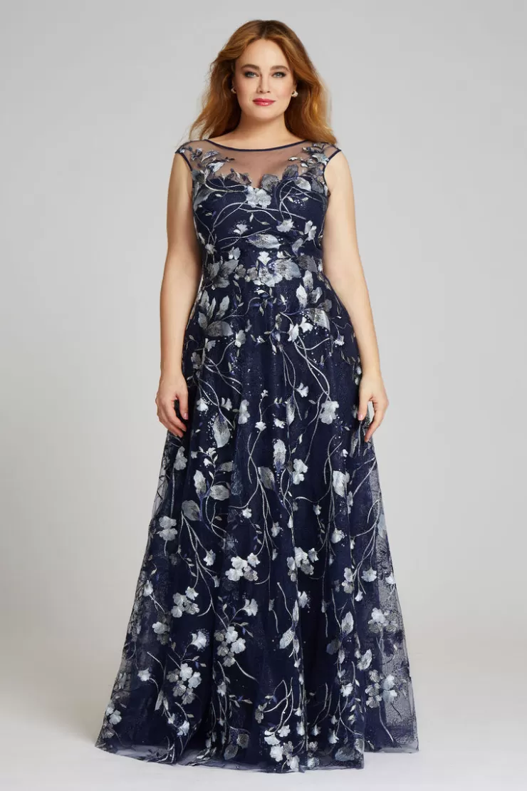 Teri Jon Embroidered Lace Illusion Gown