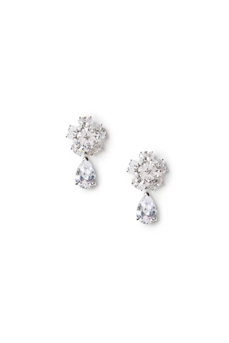 Teri Jon Floral Drop Crystal Earrings