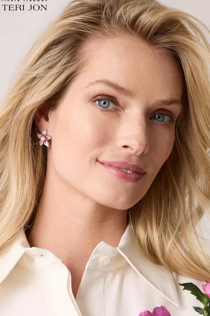 Teri Jon Floral Stud Earrings