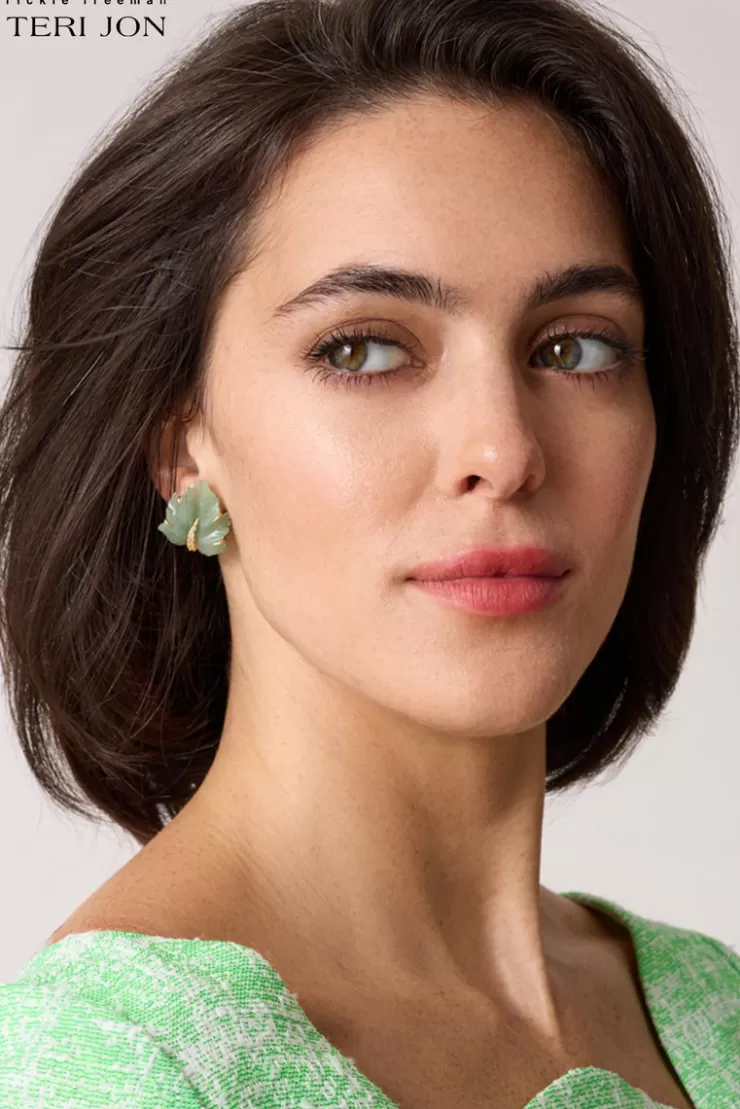 Teri Jon Leaf Earrings