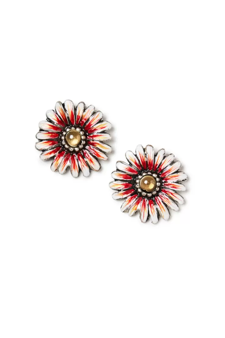 Teri Jon Hand Painted Daisy Earrings