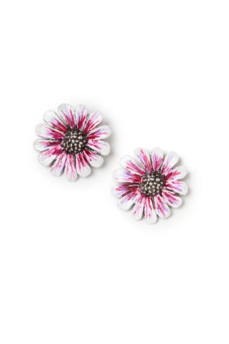Teri Jon Hand Painted Flower Earrings