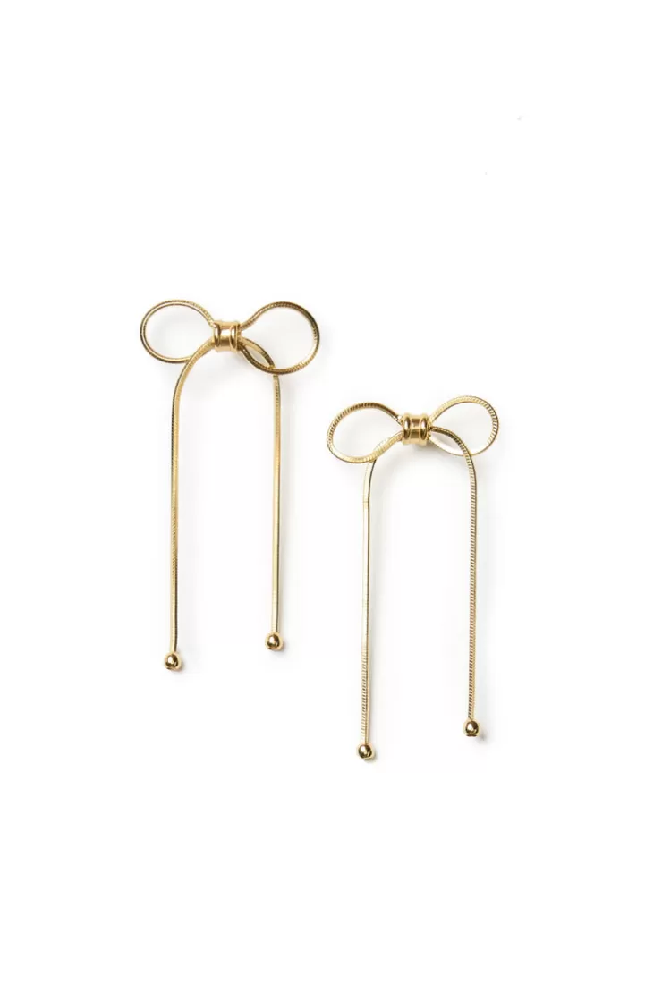 Teri Jon Herringbone Bow Long Drop Earrings