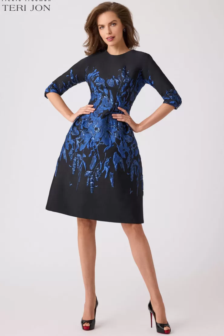 Teri Jon Jacquard Fit And Flare Cocktail Dress