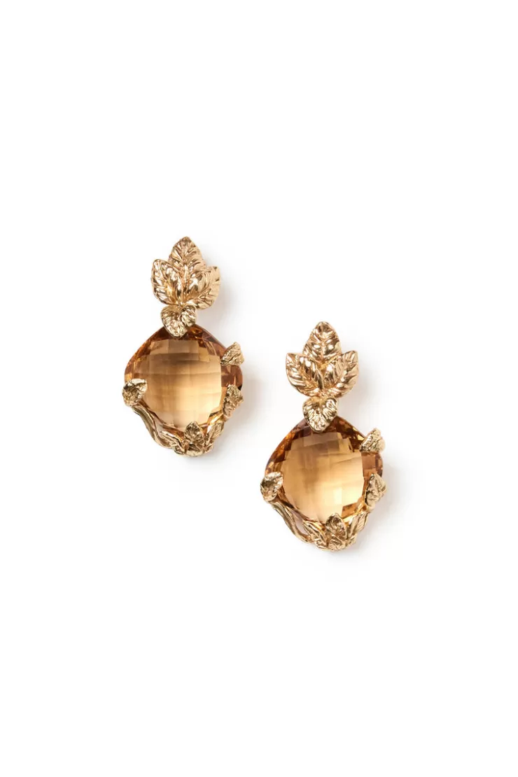 Teri Jon Large Citrine Drop Earrings