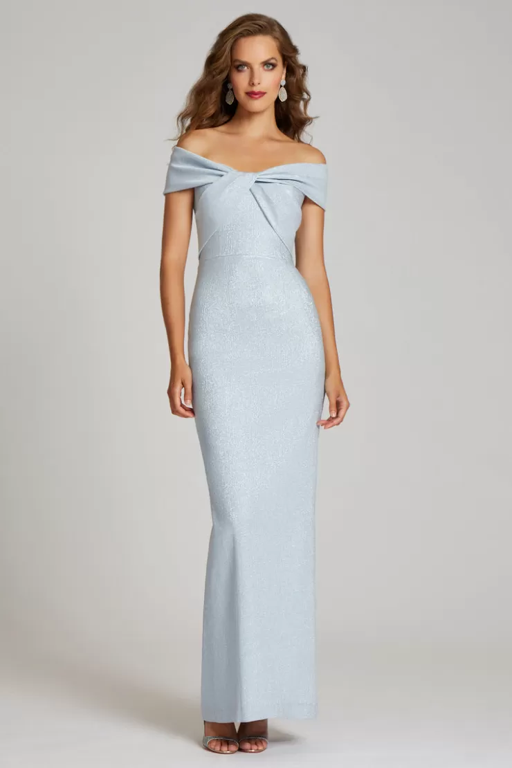 Teri Jon Metallic Twist Front Gown