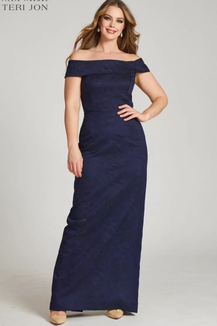 Teri Jon Off The Shoulder Jacquard Gown