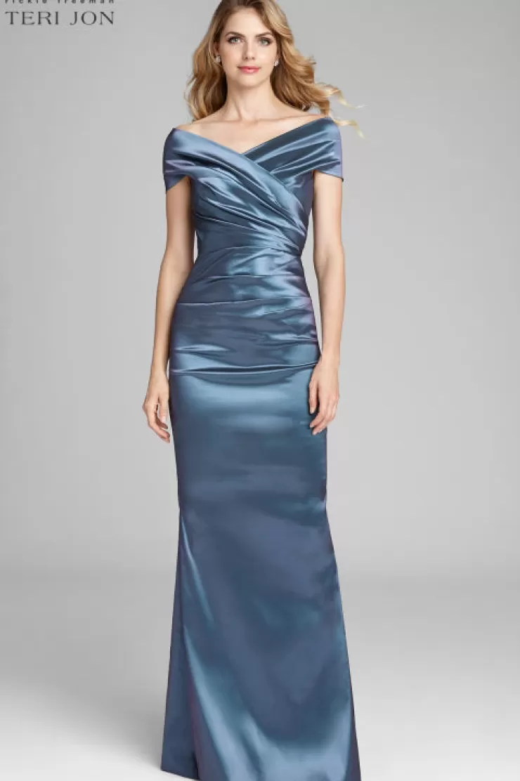 Teri Jon Off The Shoulder Portrait Gown