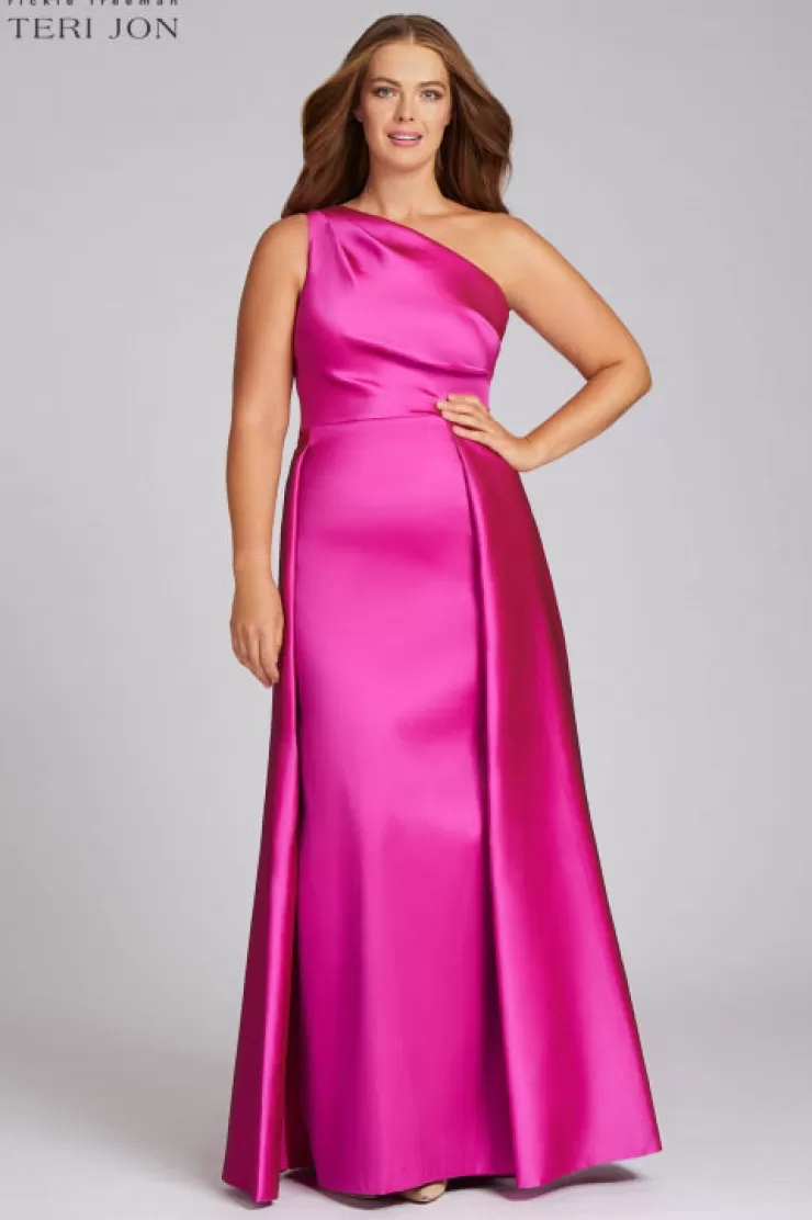 Teri Jon One Shoulder Stretch Gazar Gown