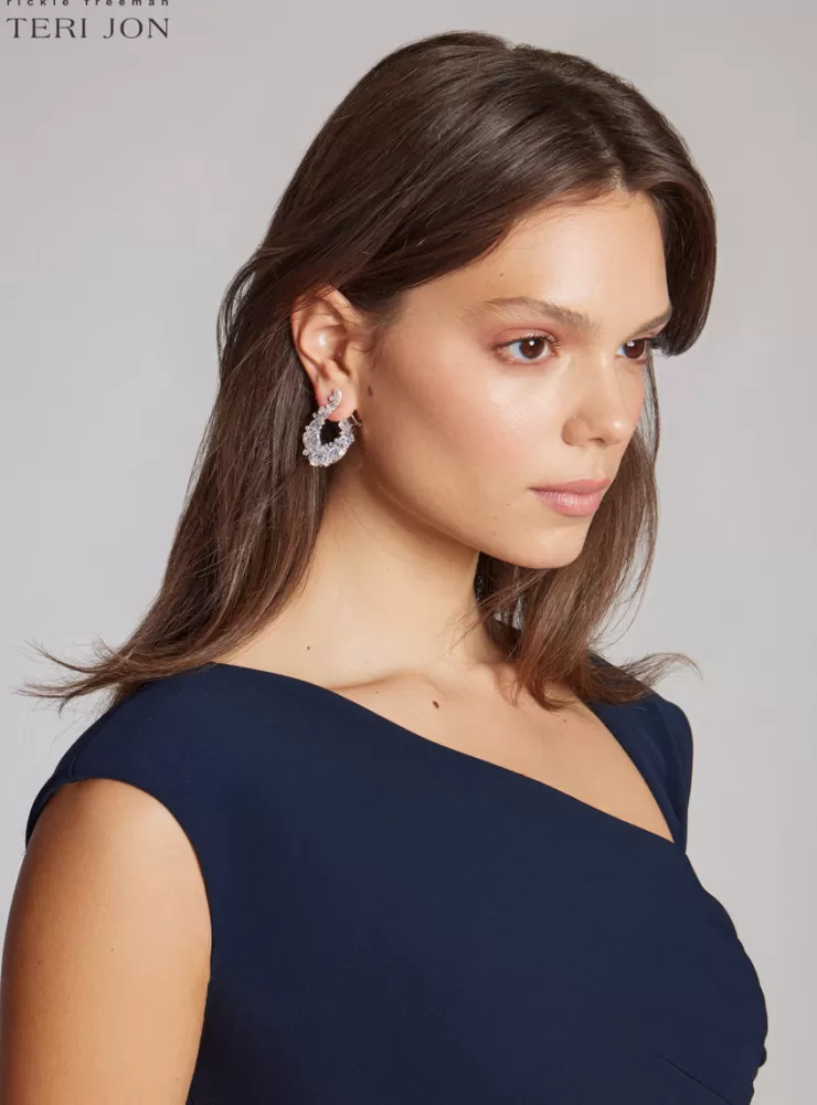 Teri Jon Open Oval Cluster Earrings