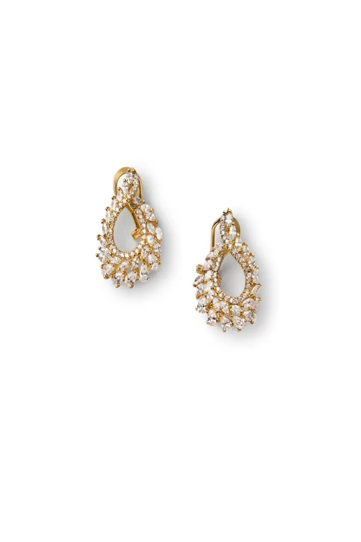 Teri Jon Open Teardrop Cluster Earrings
