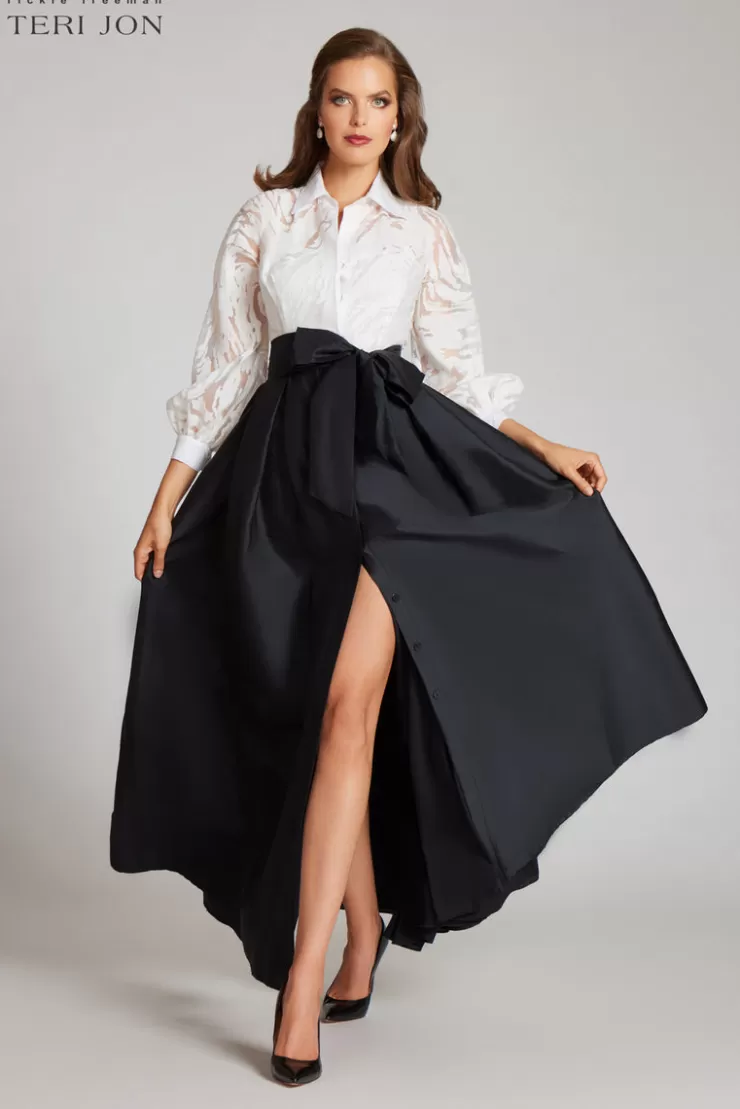 Teri Jon Organza Burnout Top With Taffeta Skirt