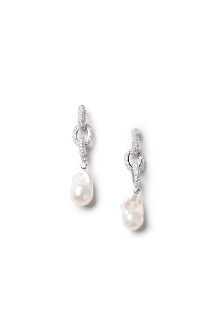 Teri Jon Pearl Link Drop Earrings