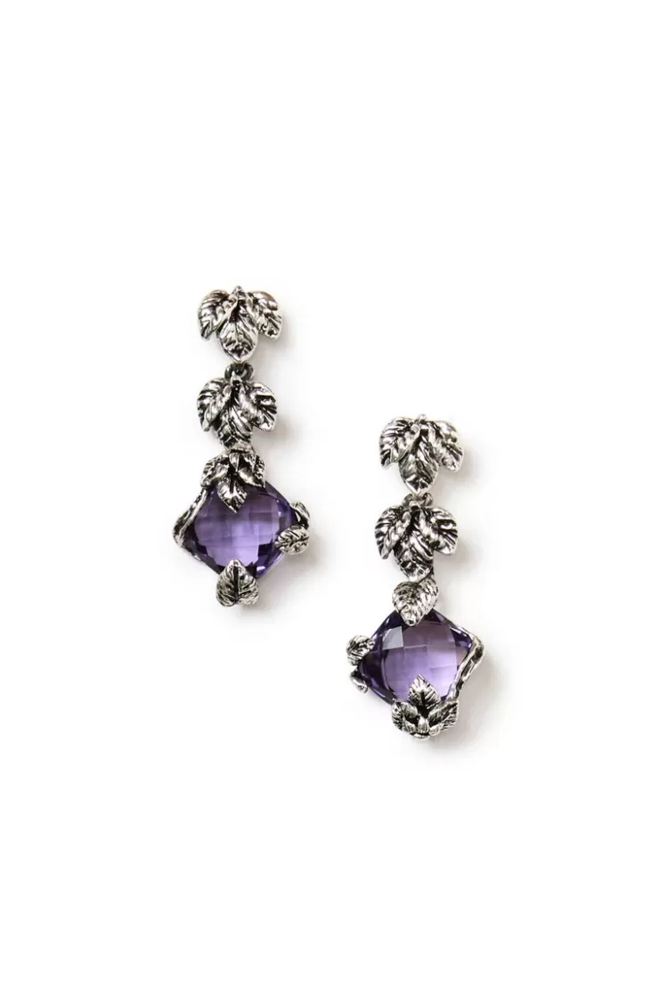 Teri Jon Pendant Earrings with Amethyst Crystal