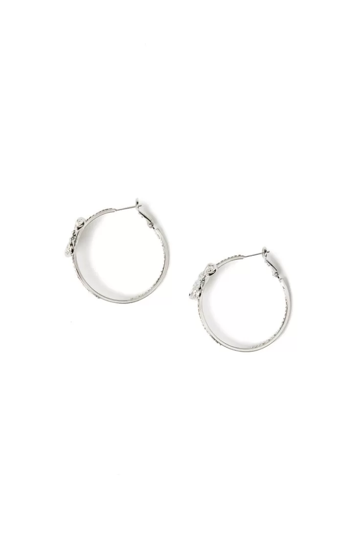 Teri Jon Rhinestone Flower Hoop Earrings