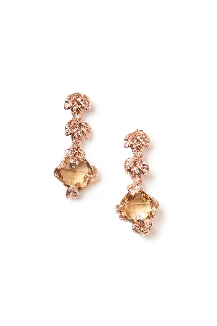 Teri Jon Rose Gold-Plated Drop Earrings with Topaz Crystal