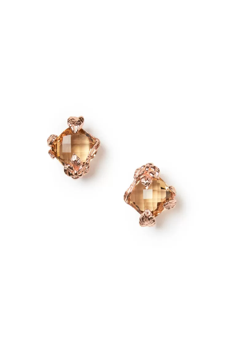 Teri Jon Rose Gold-Plated Stud Earrings with Topaz Crystal