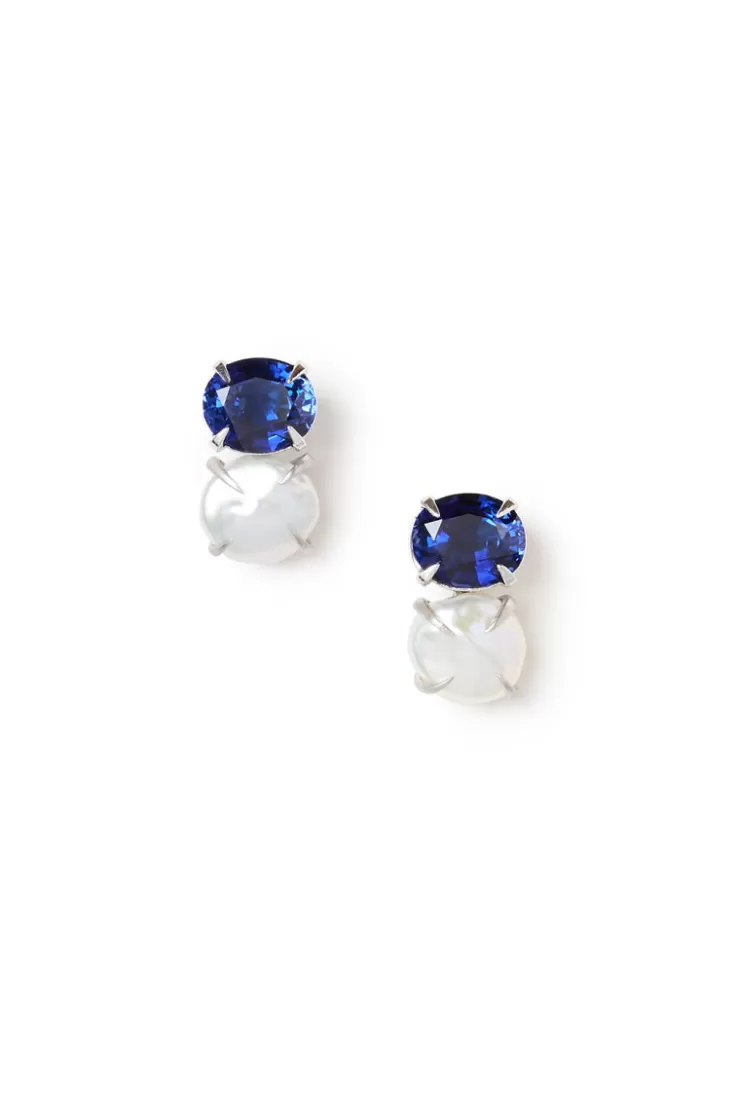 Teri Jon Sapphire White Pearl Earrings