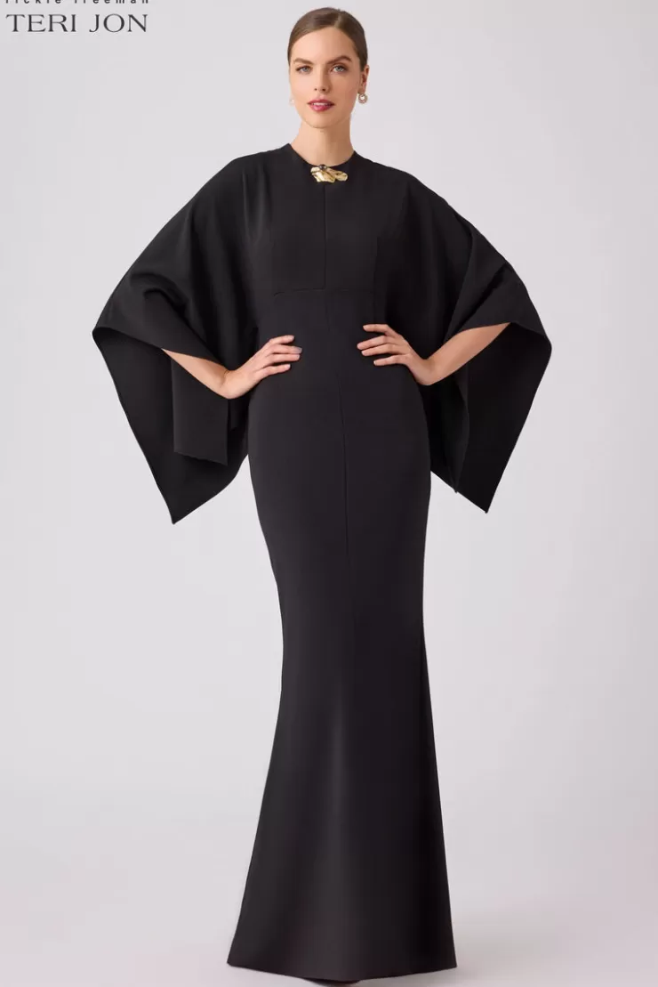 Teri Jon Stretch Crepe Kimono Day To Evening Gown