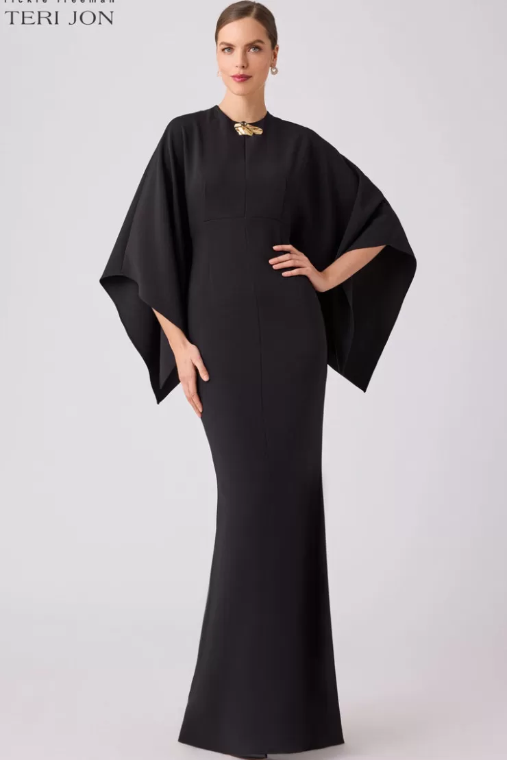 Teri Jon Stretch Crepe Kimono Day To Evening Gown