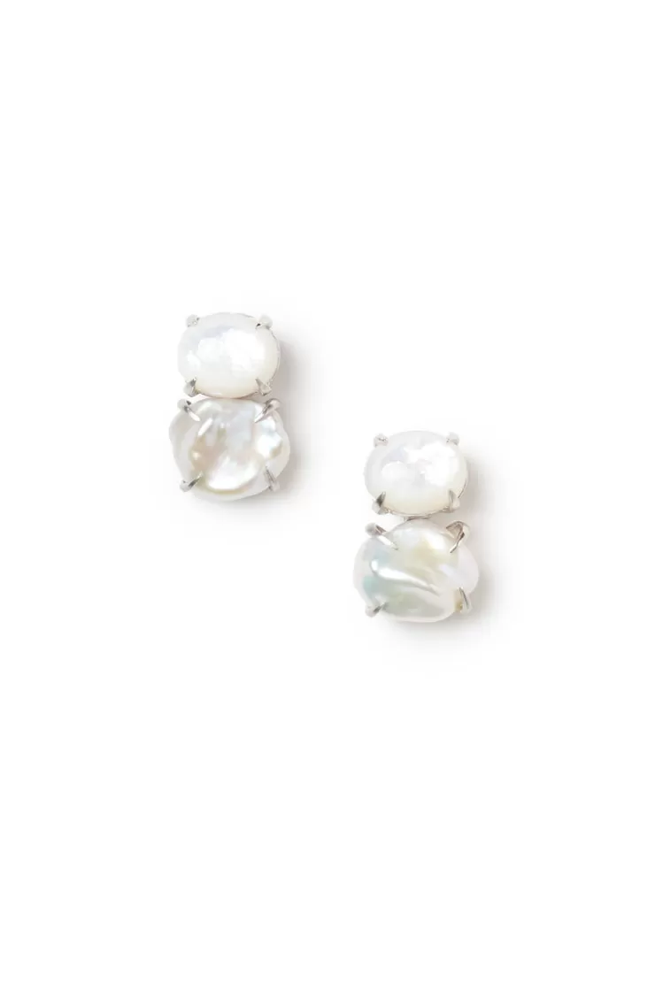 Teri Jon White Keishi Pearl Earrings