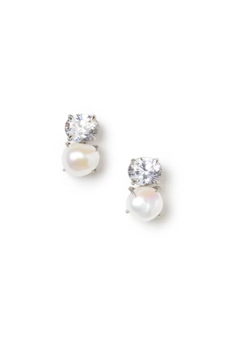 Teri Jon White Pearl Earrings