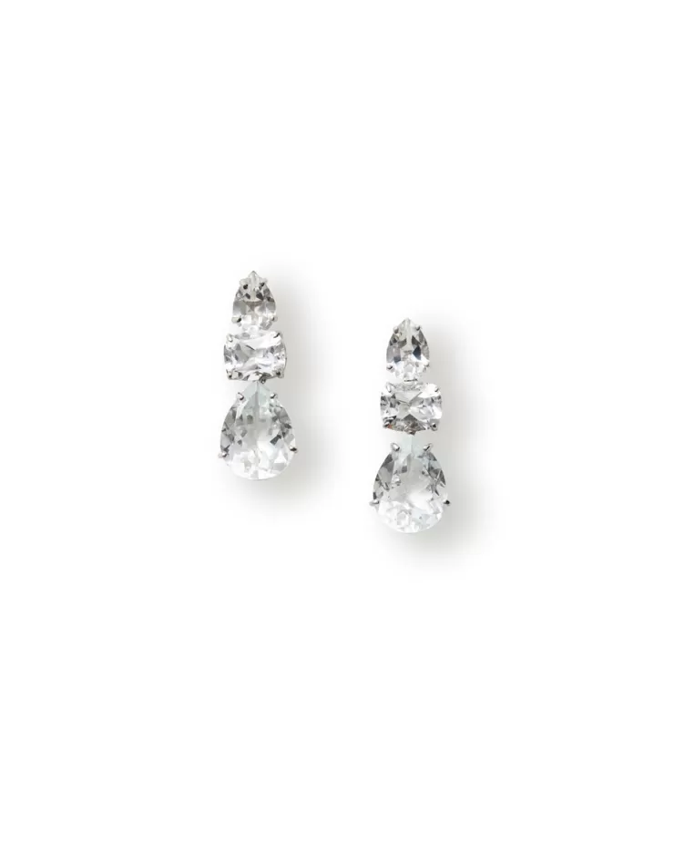 Teri Jon White Topaz 3 Tier Drop Earrings
